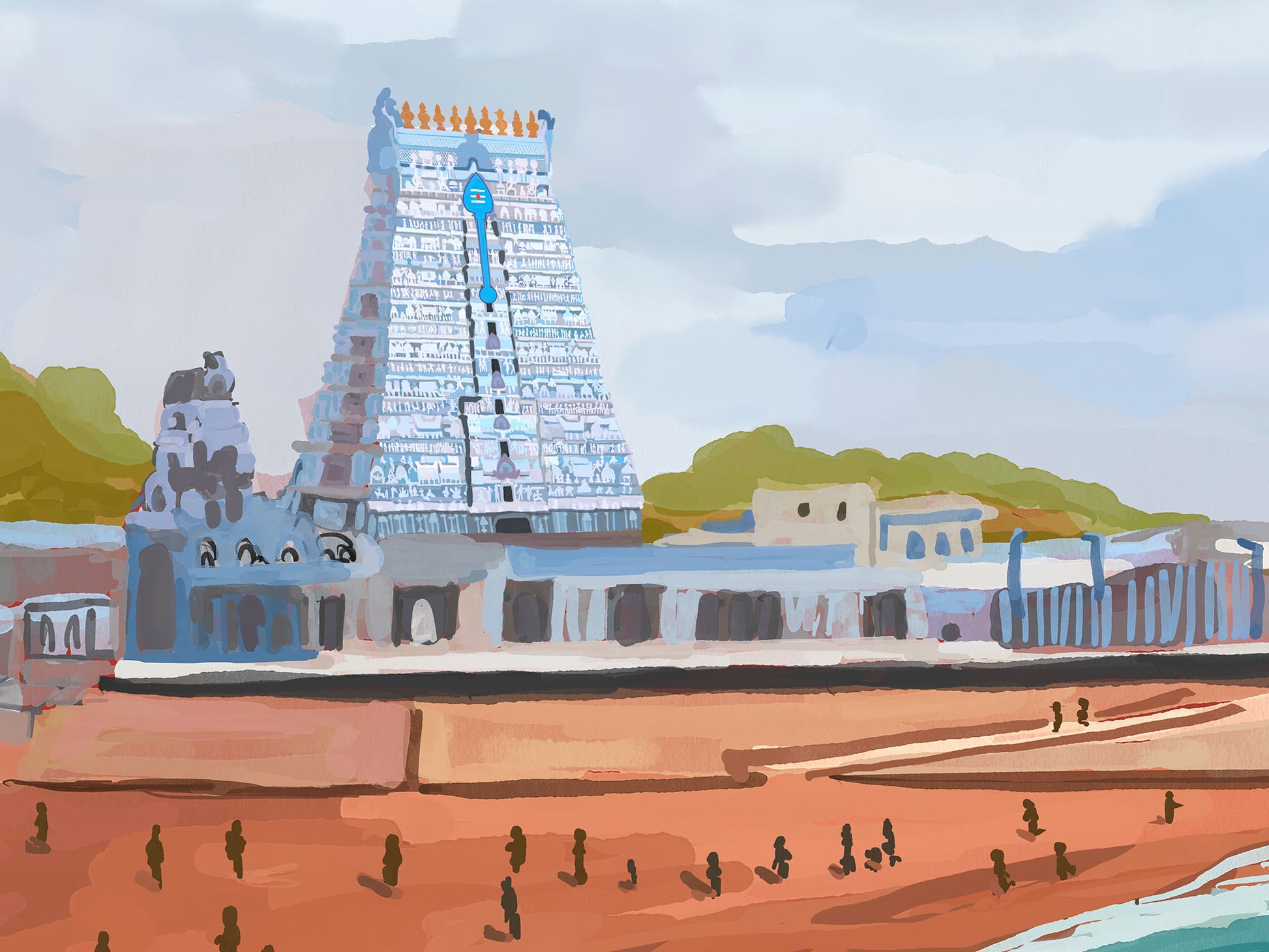 Spiritual fine art print of Tamil Nadu’s famous Murugan seaside temple.