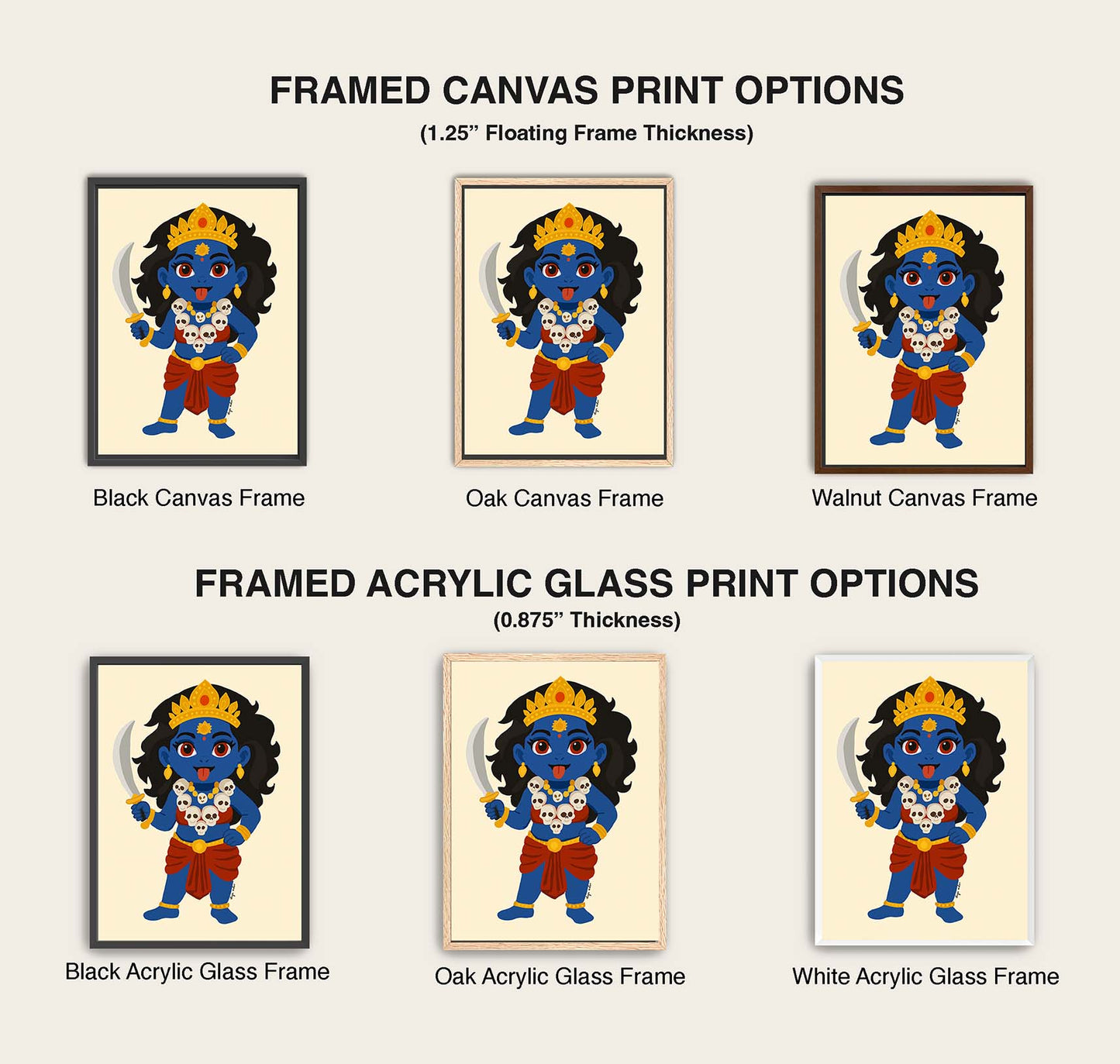 Cute Kali Maa fine art print representing power and devotion