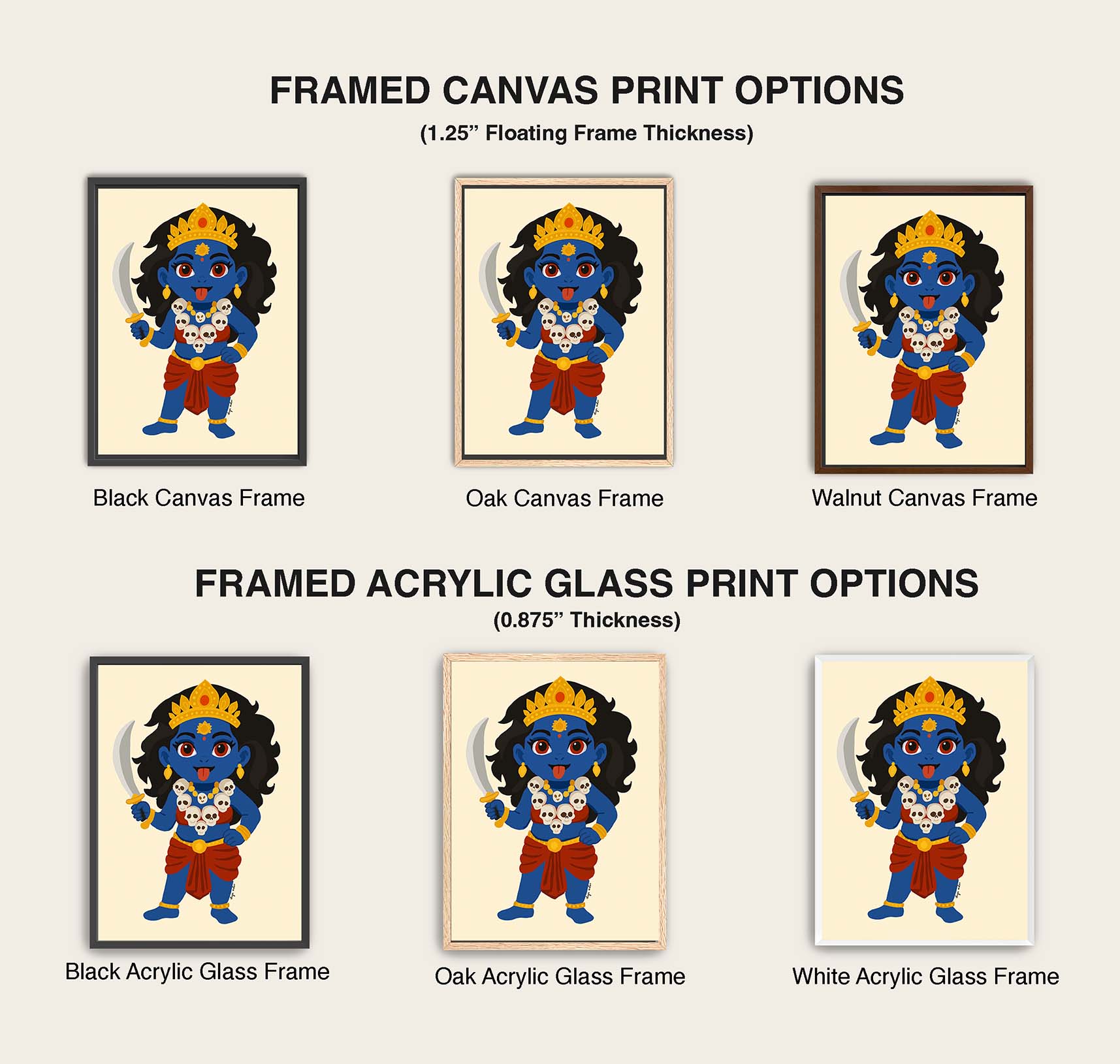 Cute Kali Maa fine art print representing power and devotion