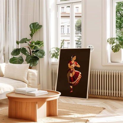 Cultural art print celebrating the beauty of Bharatanatyam dance