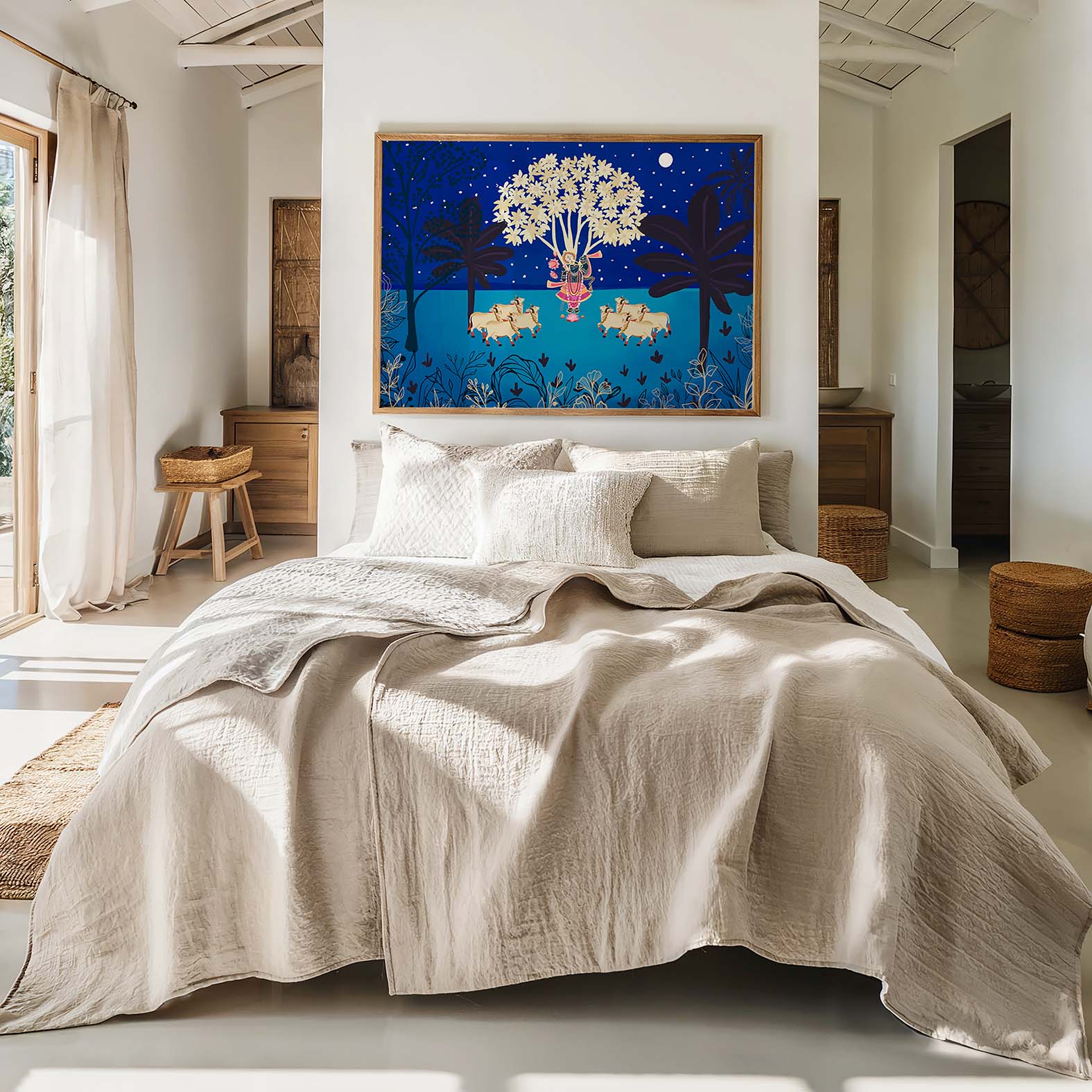 Handmade digital painting inspired by traditional Pichwai folk art style.