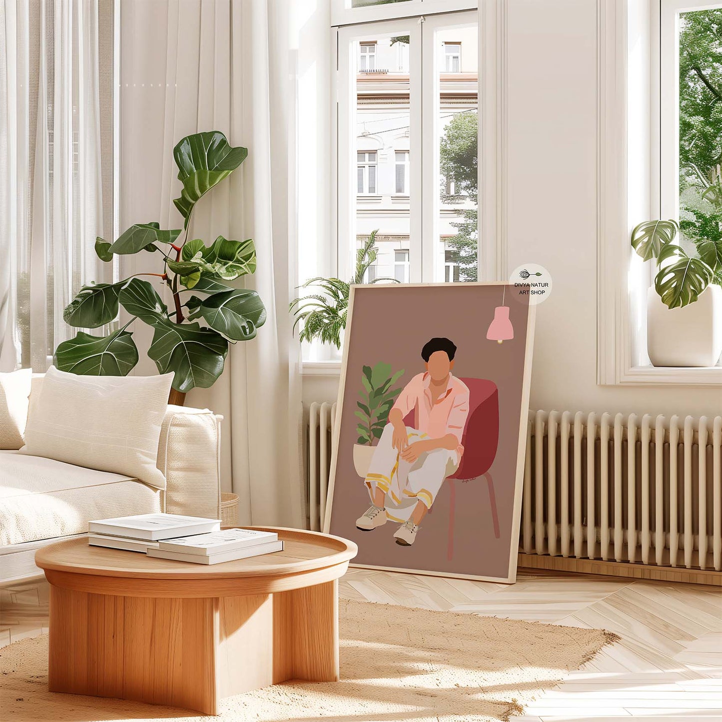 Stylish modern artwork blending tradition and aesthetics.