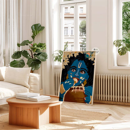 Cute Baby Krishna fine art print for nursery, pooja room, or home decor