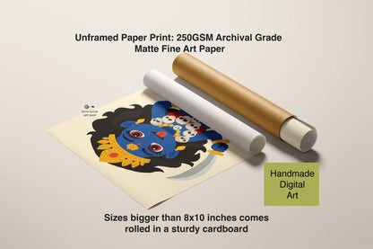 Spiritual wall art of baby Kali from Indian mythology for meditation