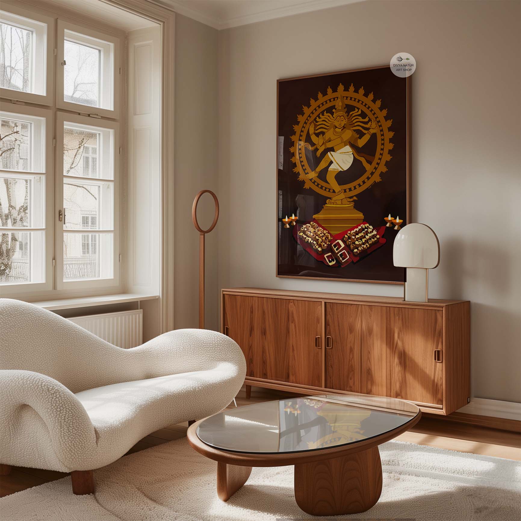 Premium Hindu wall decor of Lord Nataraja Shiva symbolizing cosmic creation and destruction.