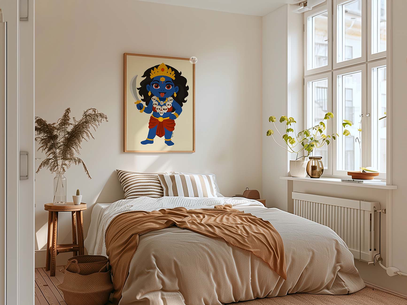 Baby Kali illustration blending modern style with traditional symbolism