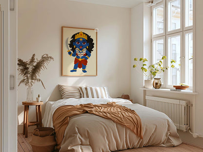 Baby Kali illustration blending modern style with traditional symbolism