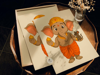 Cute Lord Ganesha artwork for nursery or kids’ room wall decoration