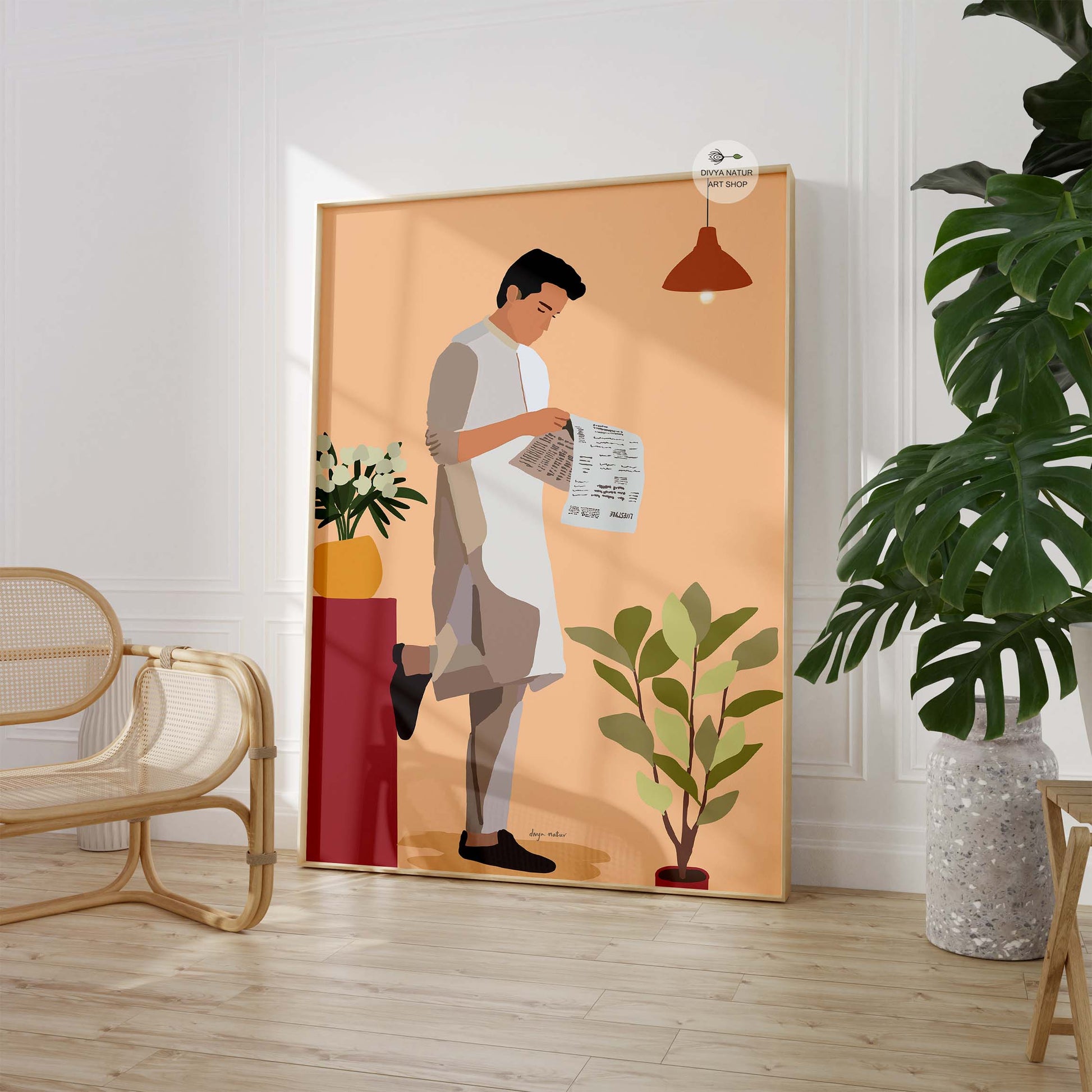 Sophisticated modern decor featuring a cultural aesthetic.