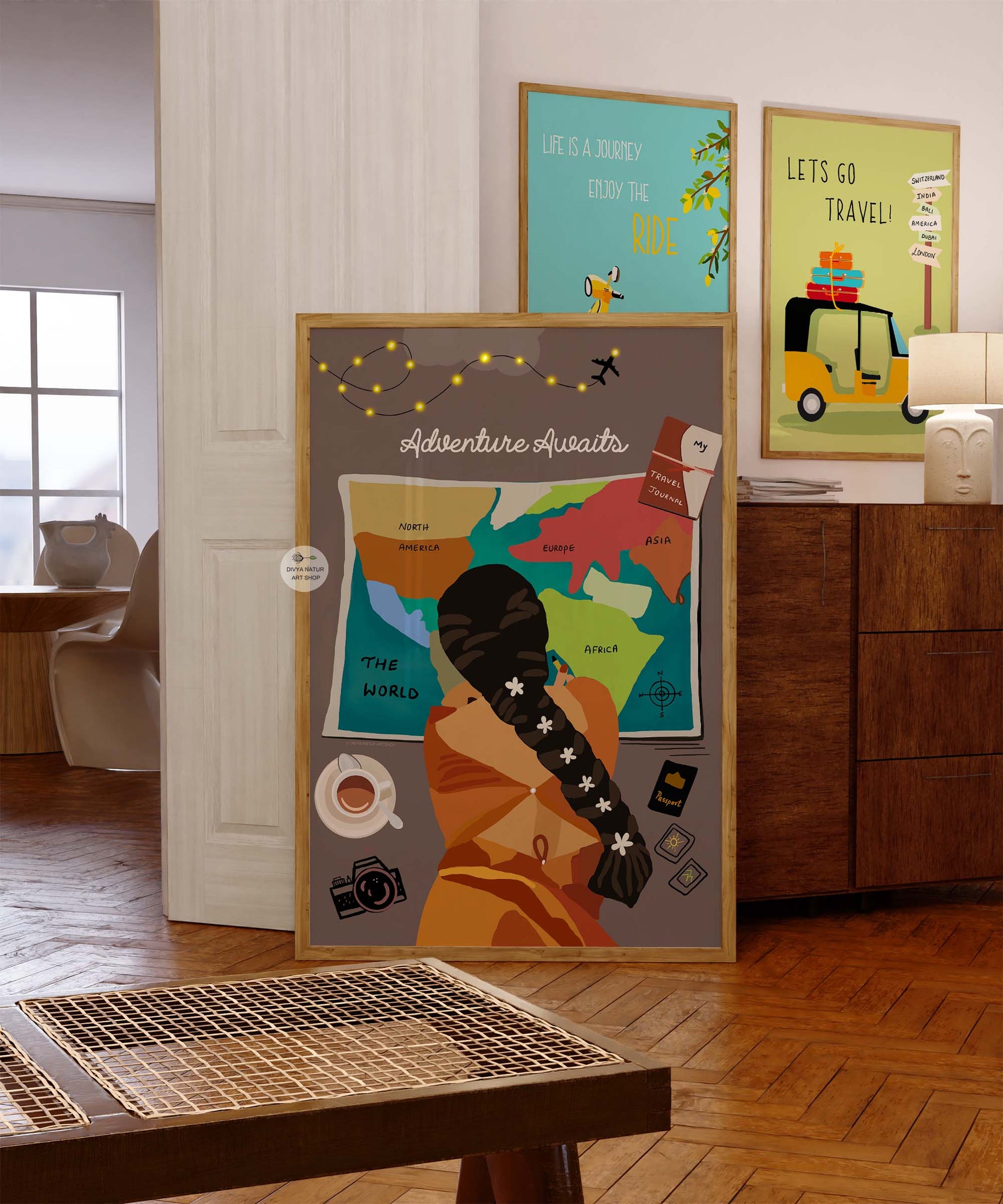 Travel-inspired artwork capturing the excitement of discovery.