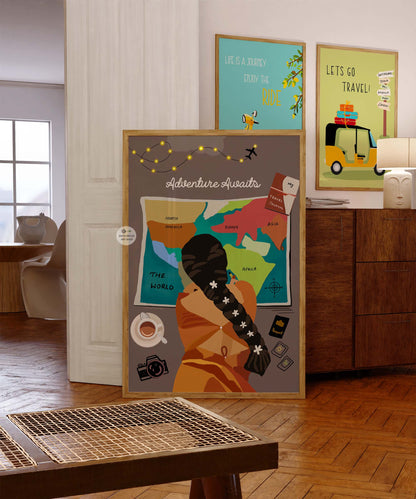 Travel-inspired artwork capturing the excitement of discovery.