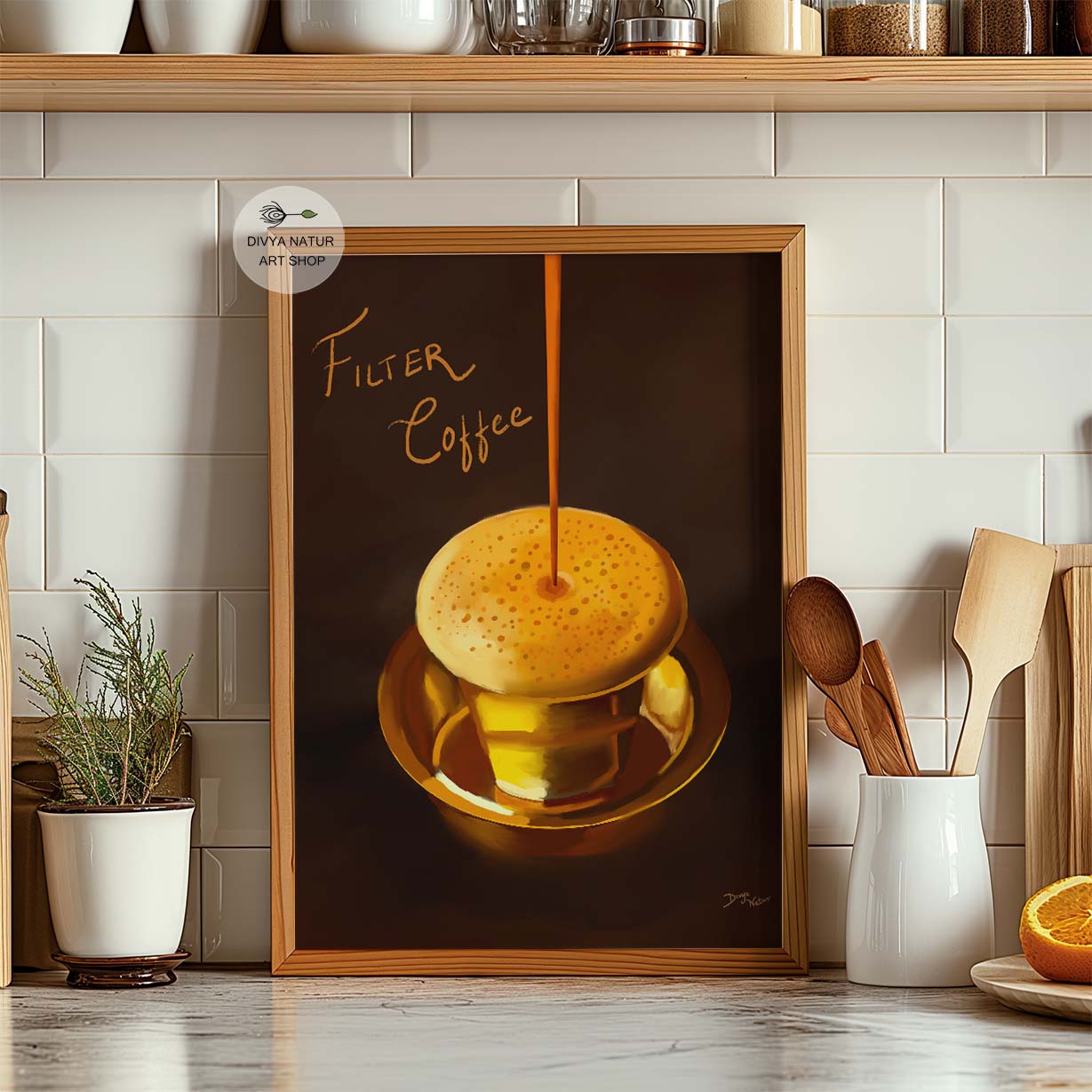 unique and realistic south indian filter coffee painting by Artist Divya Natur