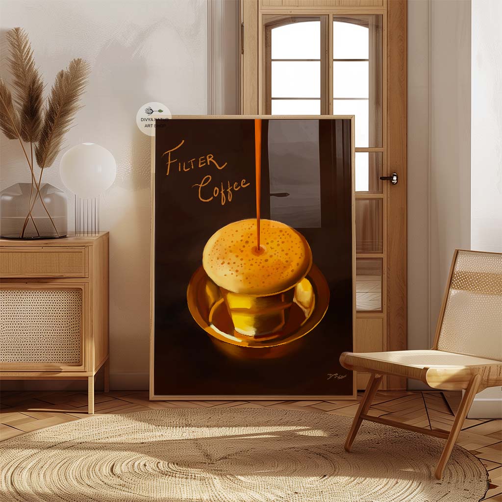 Indian home decor art of filter coffee at Divya Natur