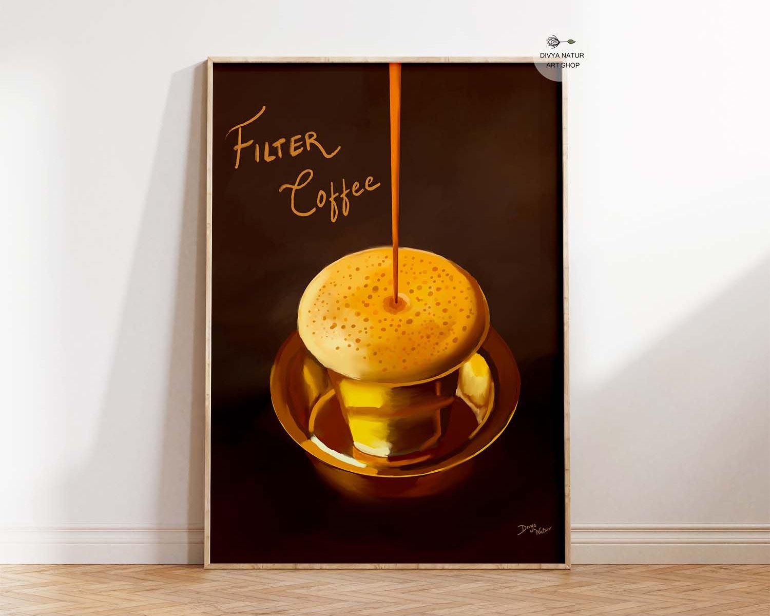 Filter Coffee painting in brass tumbler