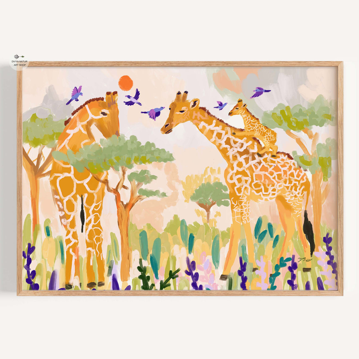 Giraffe Art Wild Life Giraffe Kids Illustrated Greeting Card, Buy