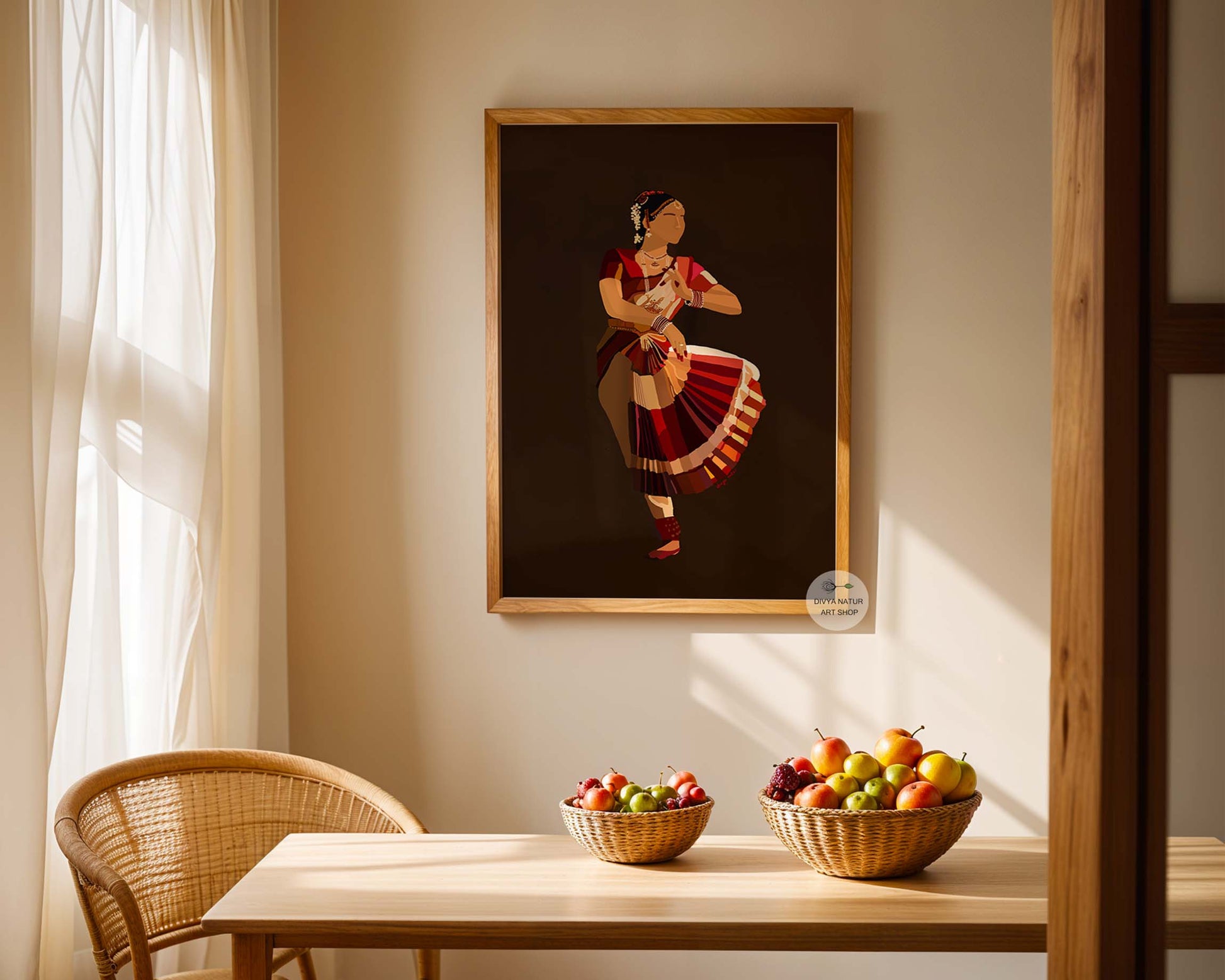 Bharatanatyam-themed digital artwork for home and studio decor