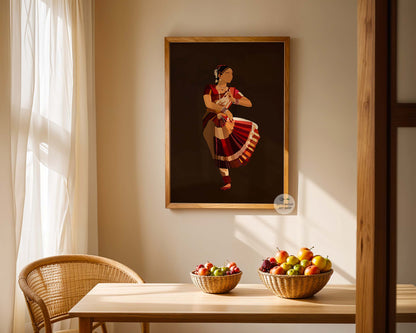 Bharatanatyam-themed digital artwork for home and studio decor