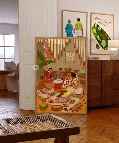 Tamil marriage ceremony artwork for ethnic décor and cultural gifting