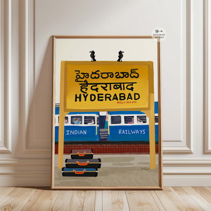 Hyderabad railway station art evoking the excitement and charm of Indian travel.