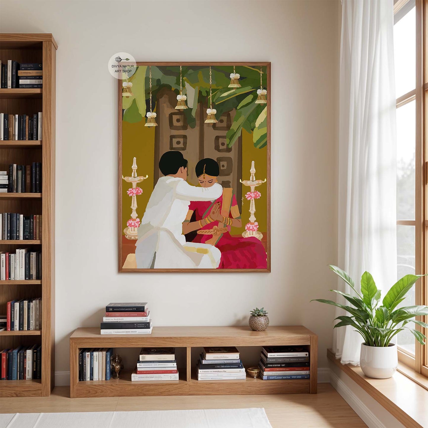 Traditional Tamil marriage painting for cultural home decor