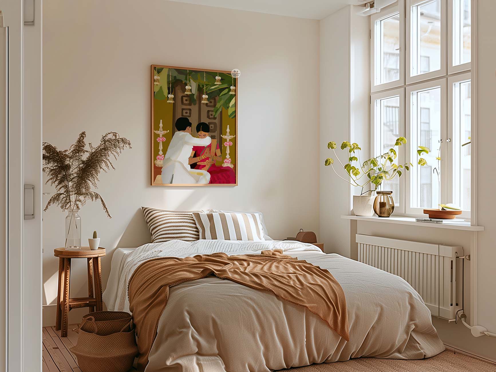  Ethnic Indian wall art featuring Tamil bride and groom