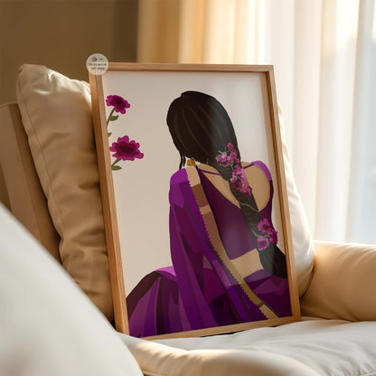 Feminine illustration celebrating South Indian tradition and grace