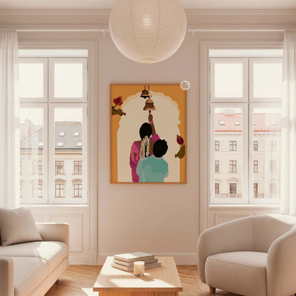 Serene couple art symbolizing spiritual harmony and cultural pride.