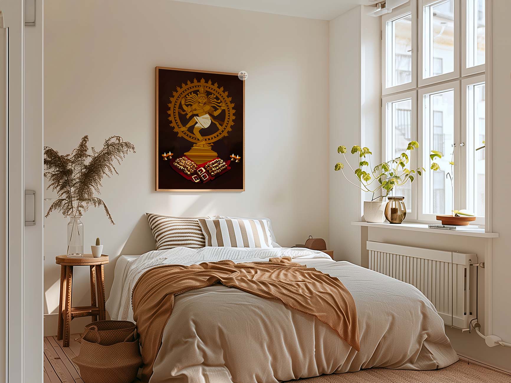 Indian fine art wall print depicting divine dance of Lord Shiva Nataraja in bronze elegance