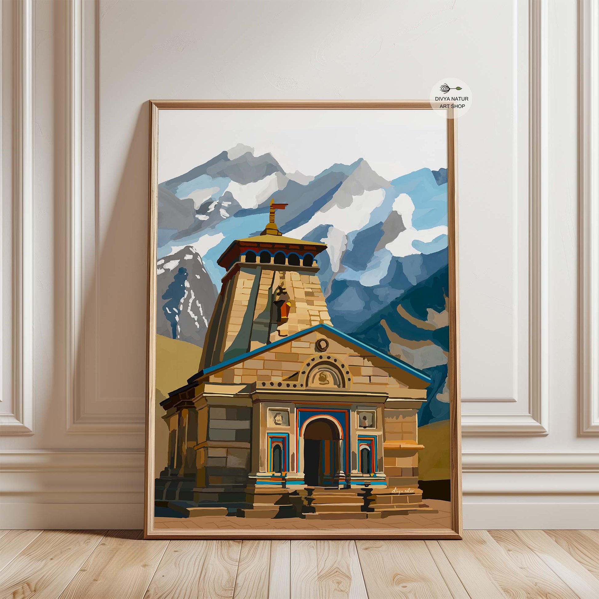 Lord Shiva’s Kedarnath Temple artwork for spiritual and cultural décor