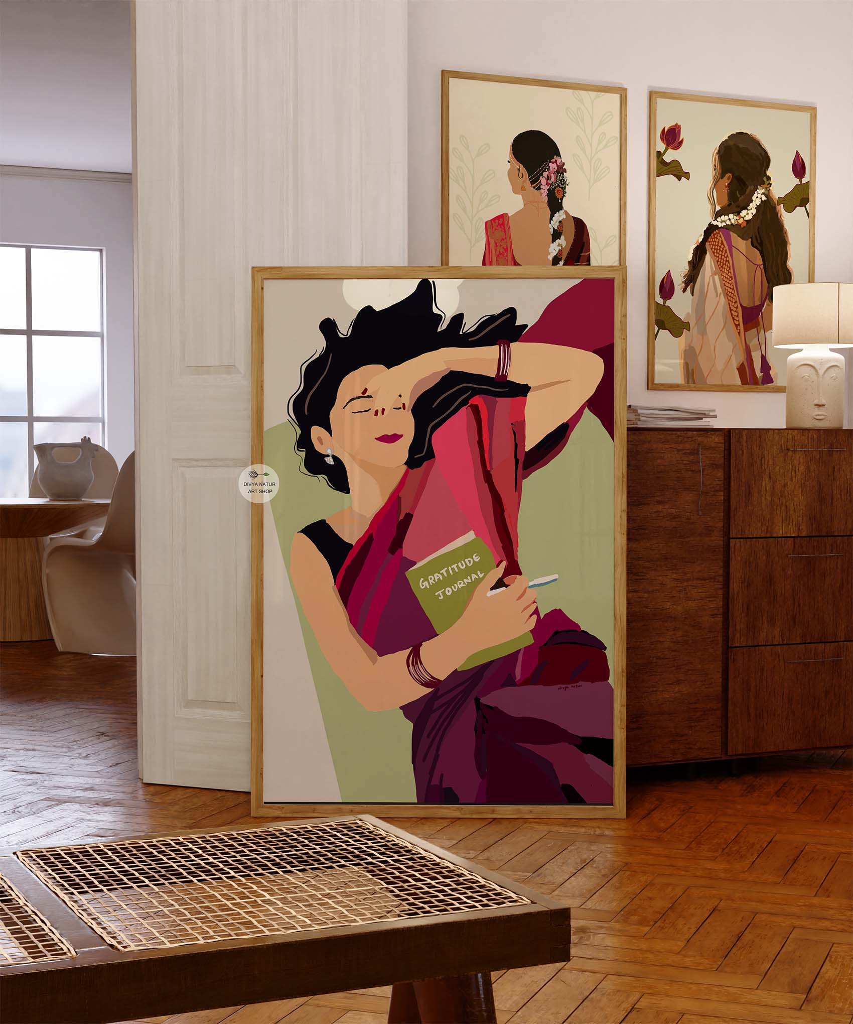 Elegant faceless portrait of a woman engaged in gratitude practice.