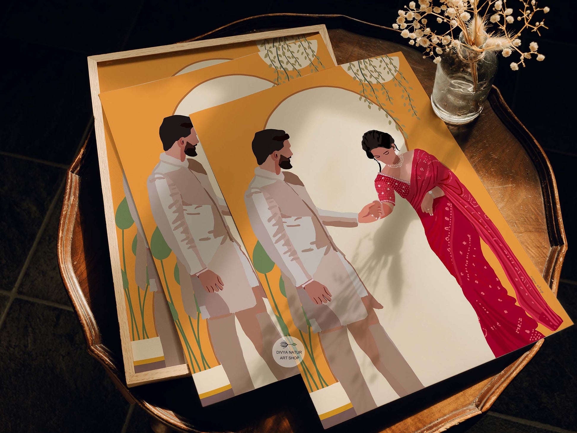Anniversary and wedding gift idea – Indian couple wall decor.