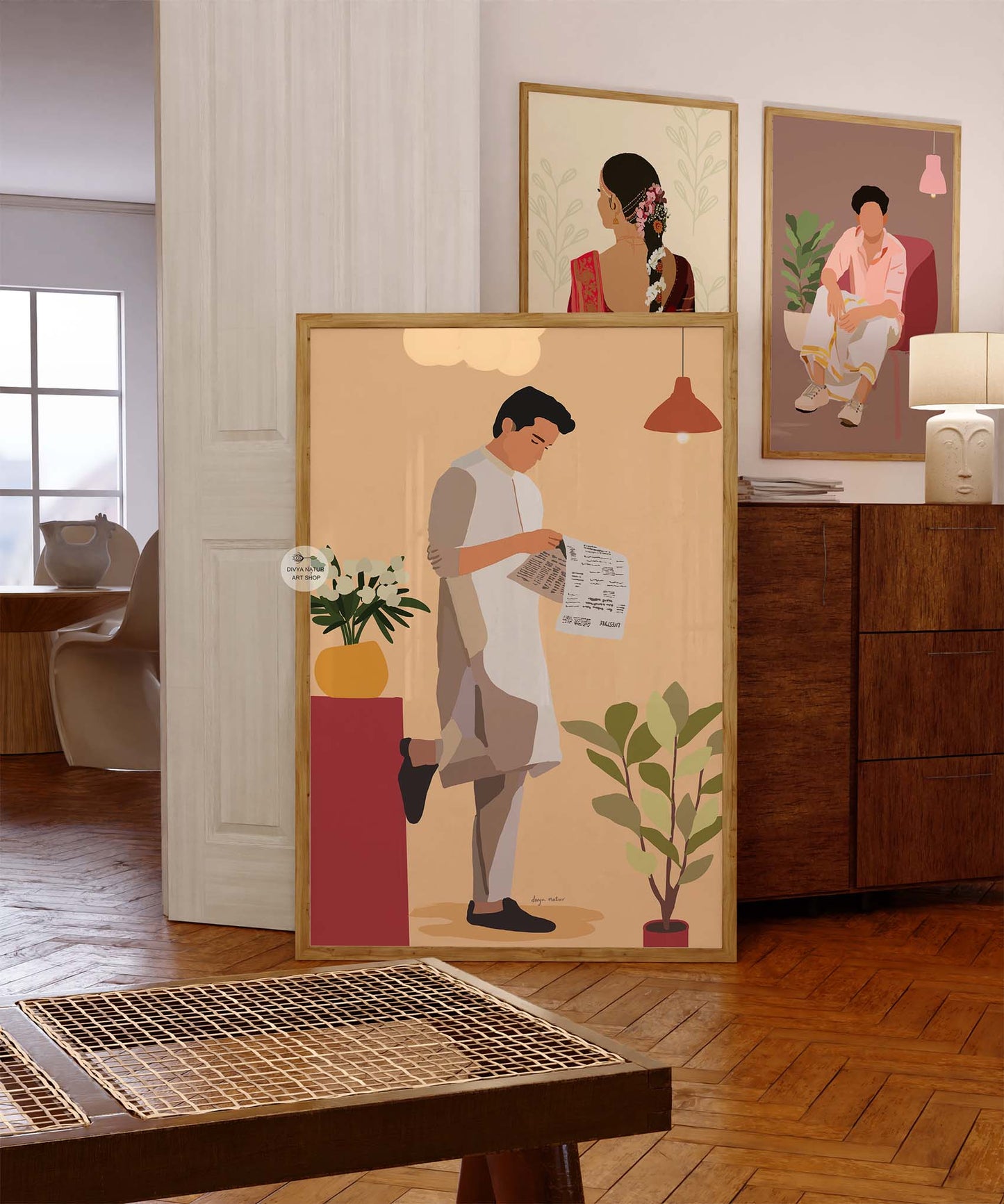 Contemporary art print featuring a traditionally dressed man
