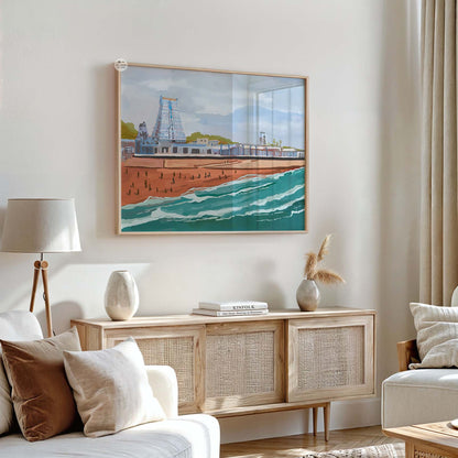 Premium fine art print of Hindu Murugan Temple by the beach in Tamil Nadu.