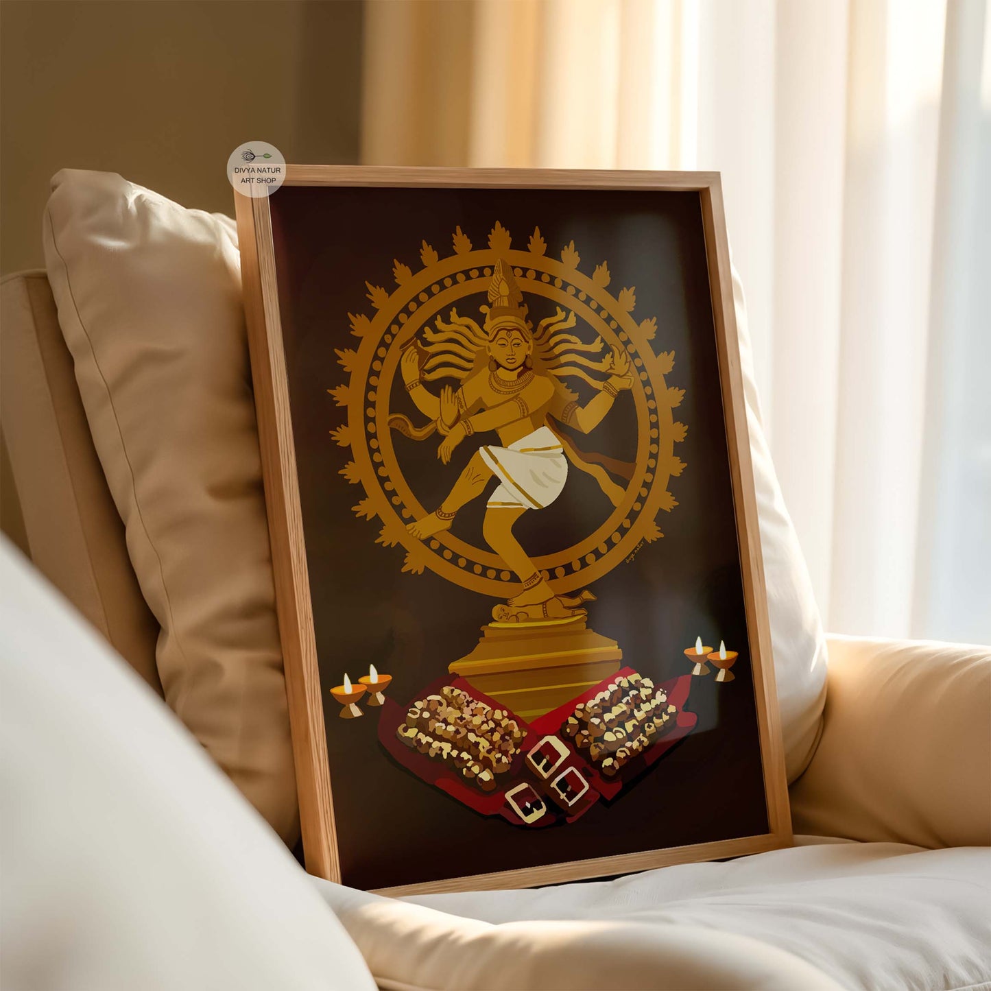 Elegant premium artwork of Hindu deity Nataraja, ideal for meditation or spiritual interiors.