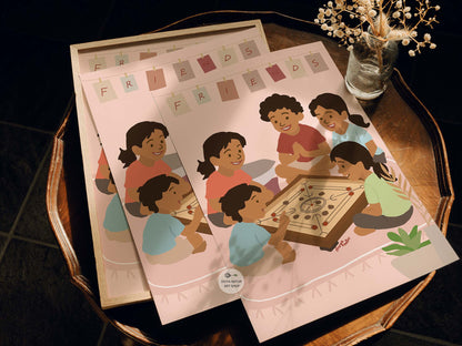 Nostalgic Indian indoor game wall decor celebrating friendship and laughter