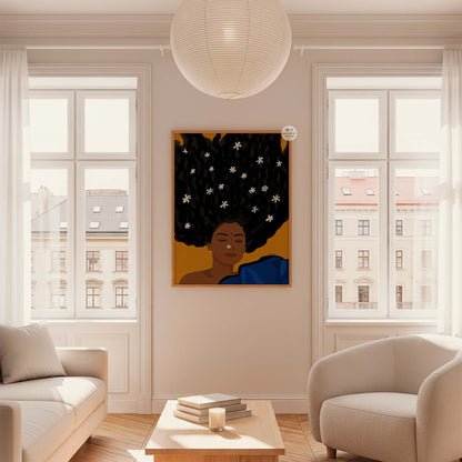 Minimalist Indian portrait featuring woman with natural floral beauty