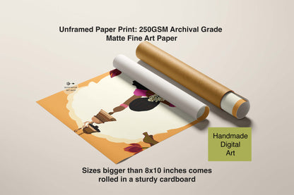 Spiritual decor print capturing South Indian devotion and togetherness.