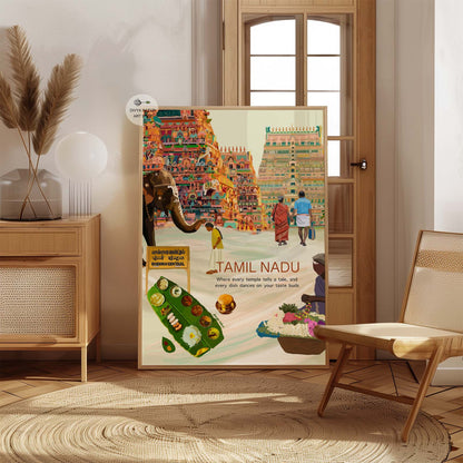 Vibrant and rich digital artwork representing Tamil culture and South Indian traditions.