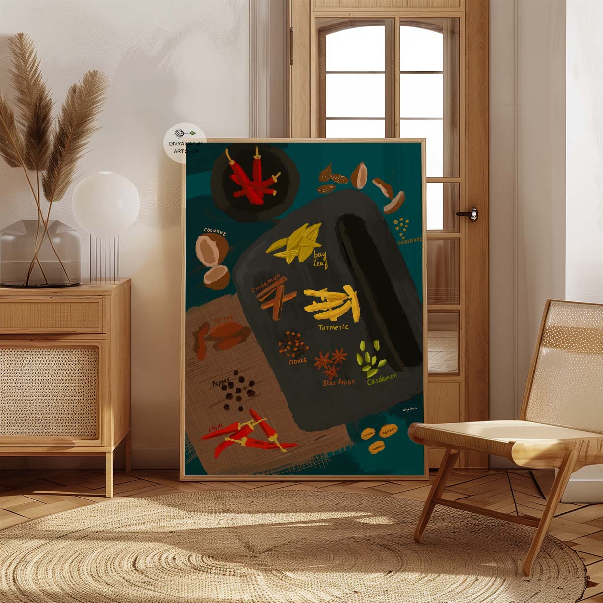 Traditional Indian spice poster for food lovers and chefs’ home decor.