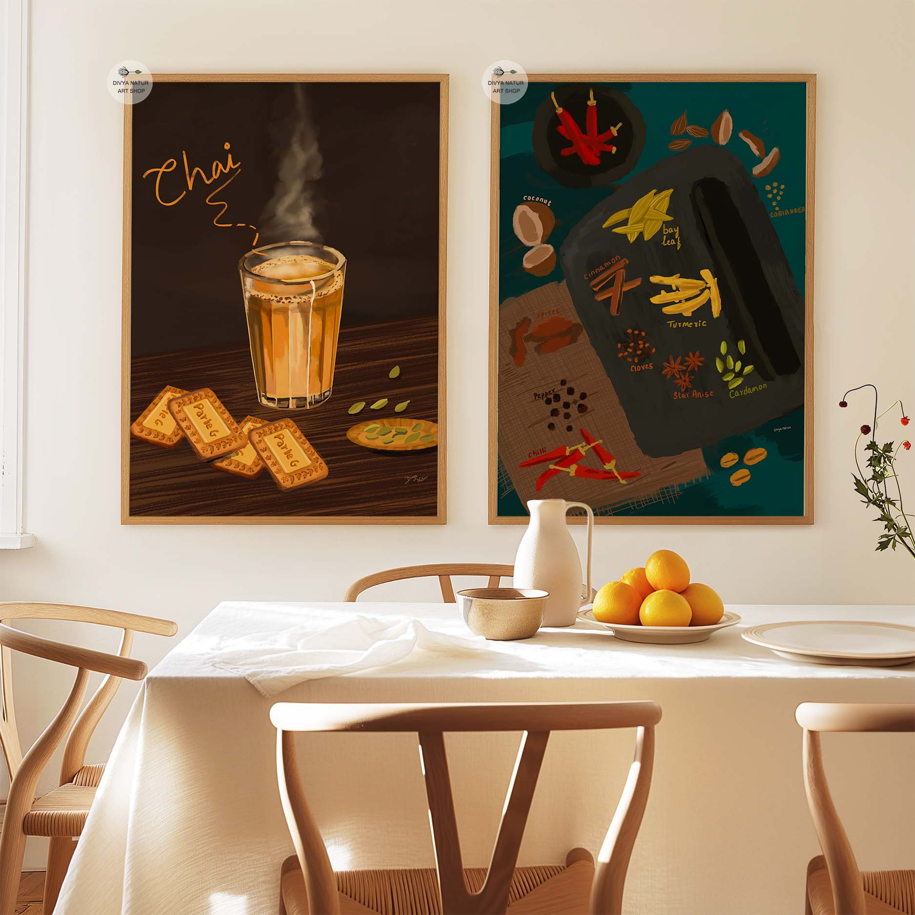 Indian spice painting for dining room or restaurant wall art.