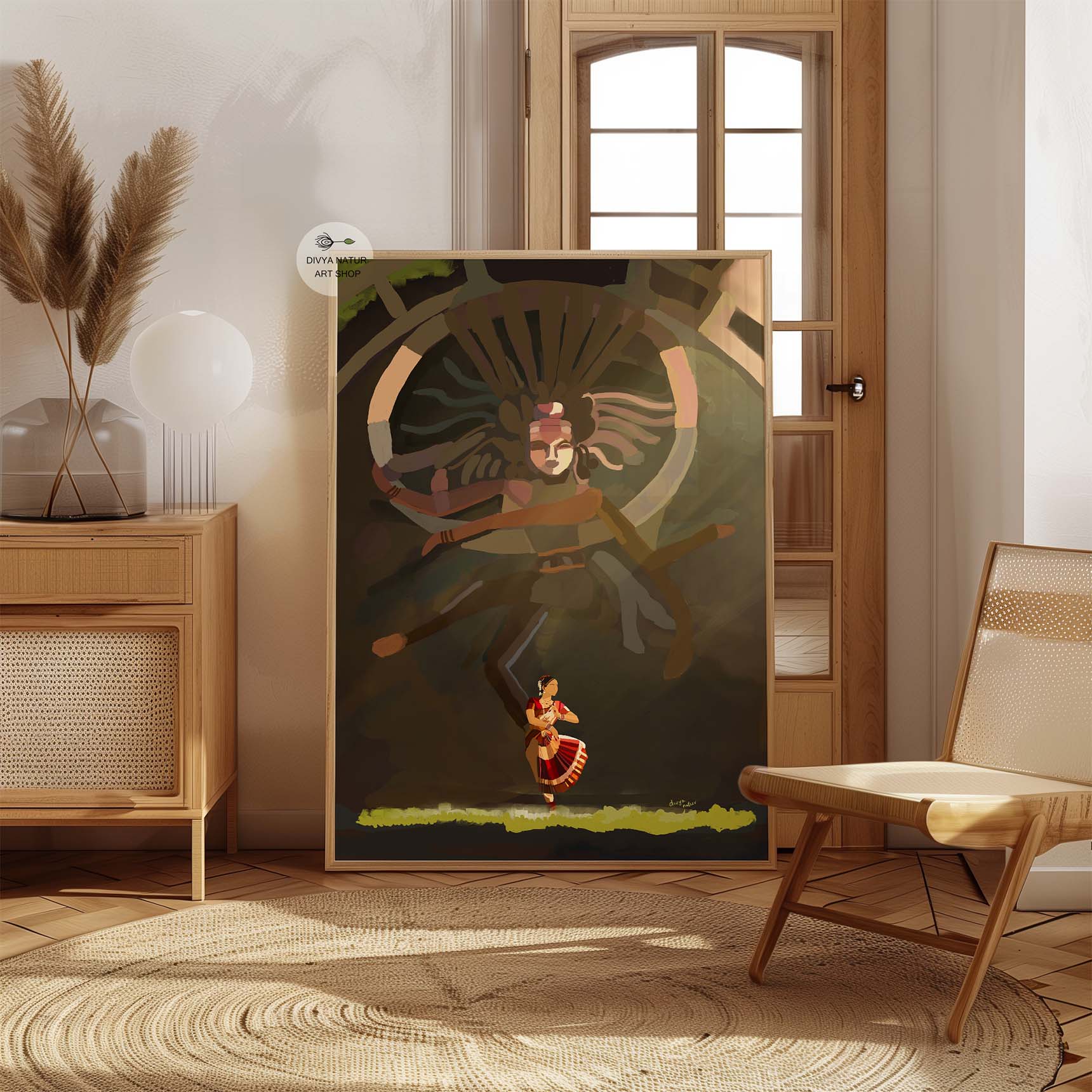 Traditional Indian art print perfect for housewarming, dance lovers, and temples