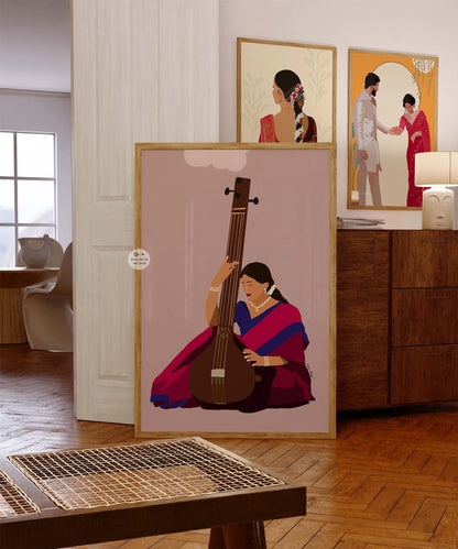 Vibrant digital artwork of a musician immersed in melody.