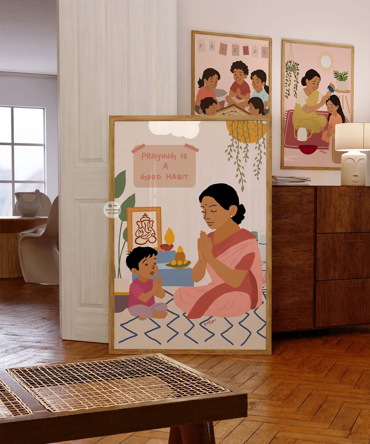 Archival quality mother and child prayer art print for home decor