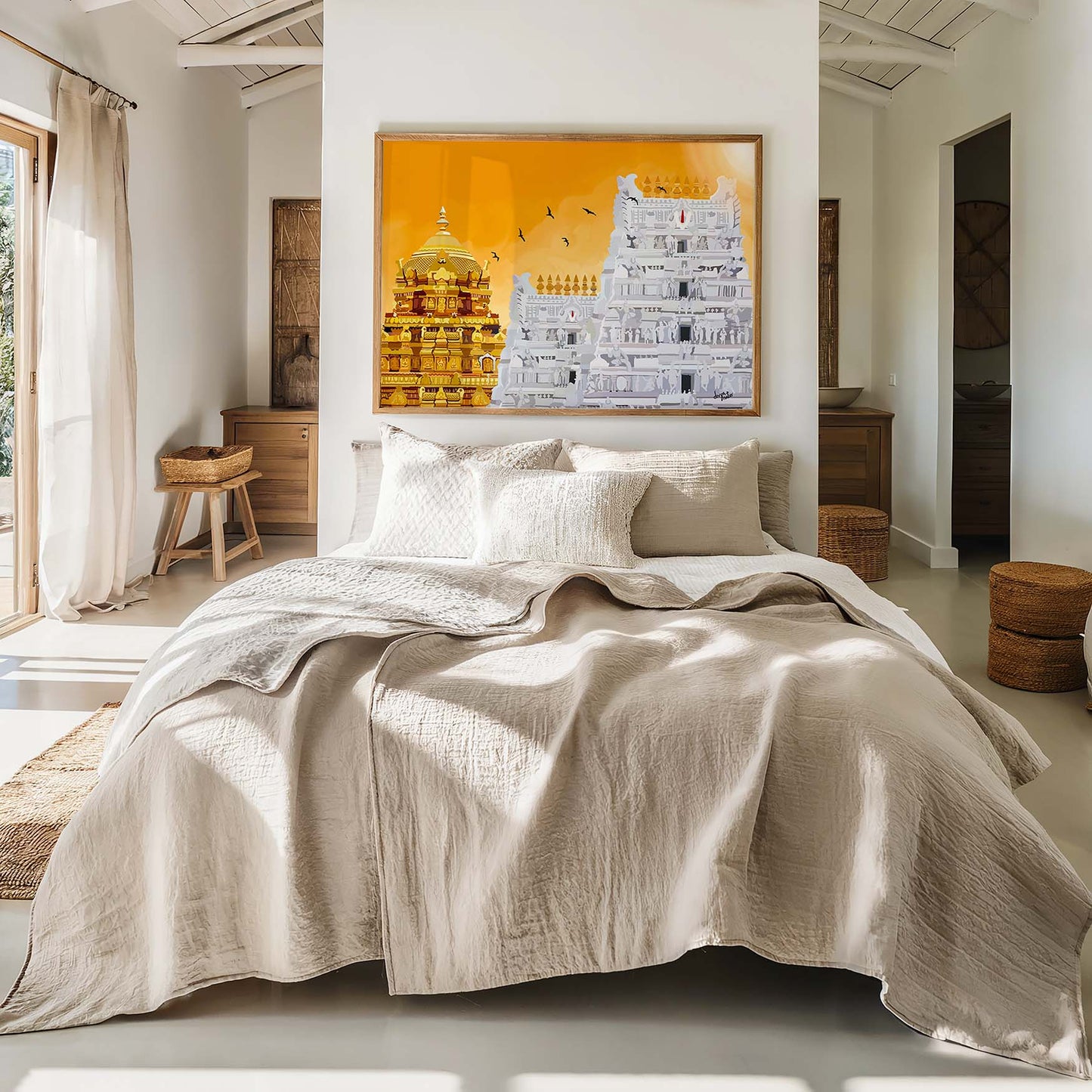 Tirupathi temple festive artwork ideal for Golu backdrop, weddings, and cultural home décor