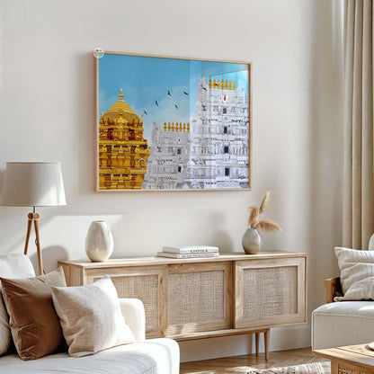 Premium South Indian temple wall art capturing Tirupati Balaji’s calm divine aura and heritage