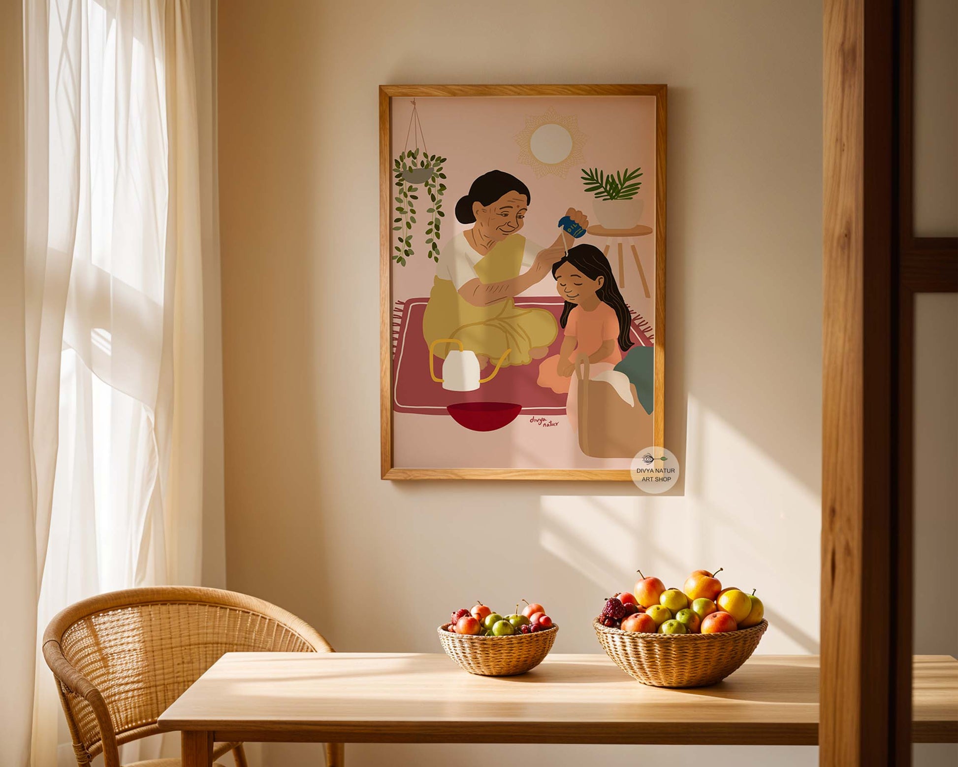 Traditional Indian domestic ritual illustration print