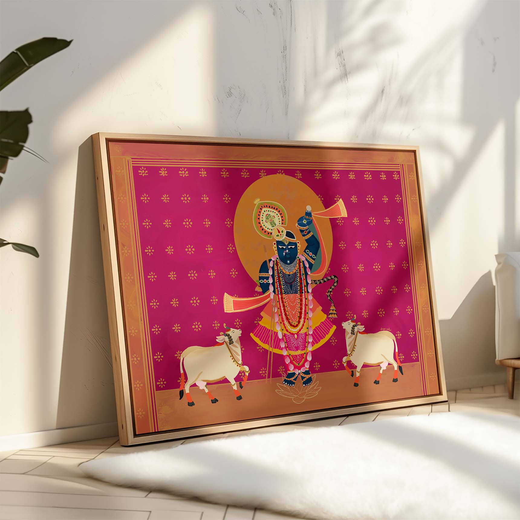 Vibrant Krishna Pichwai print perfect for festive and devotional décor