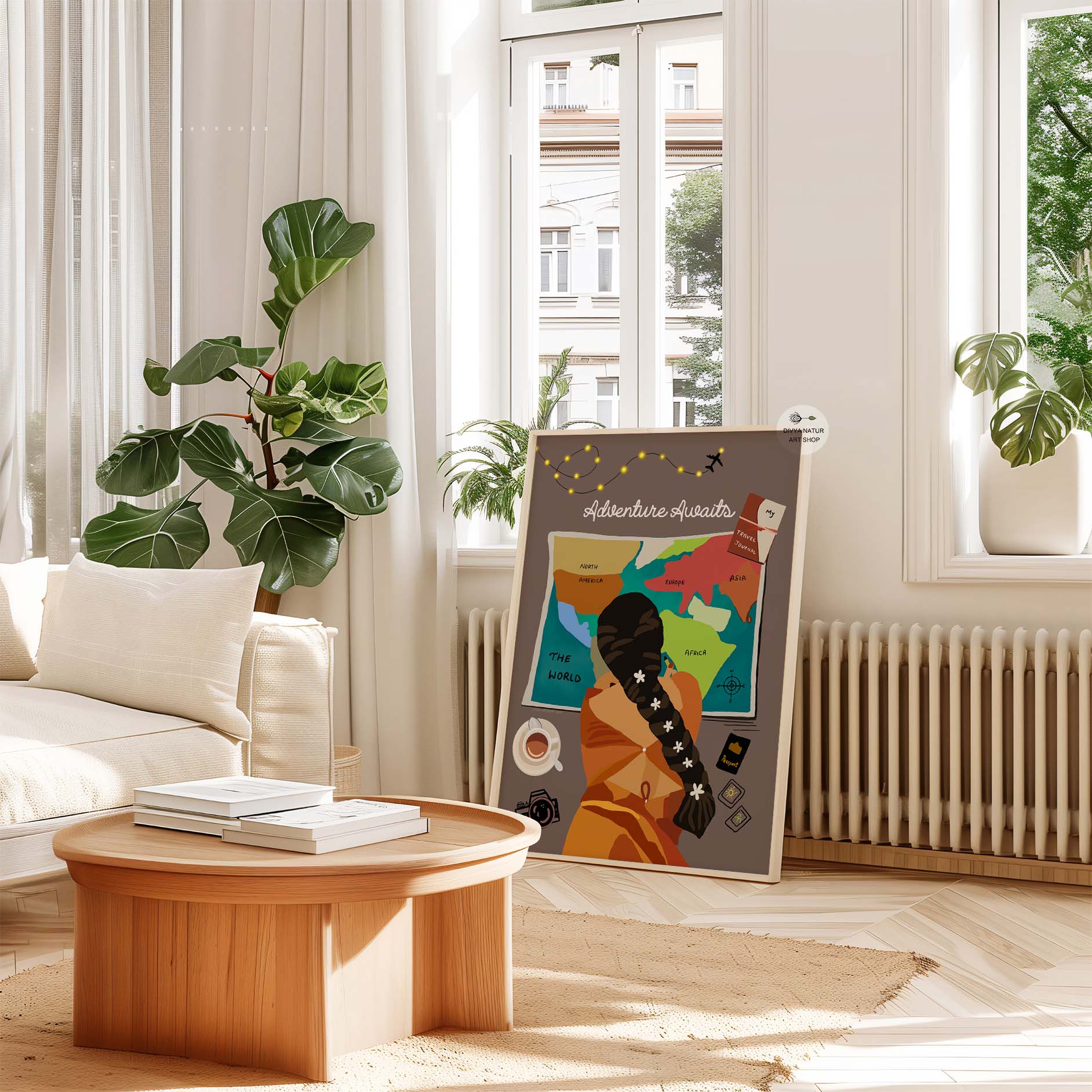 Vibrant travel art print for those who dream of distant lands.