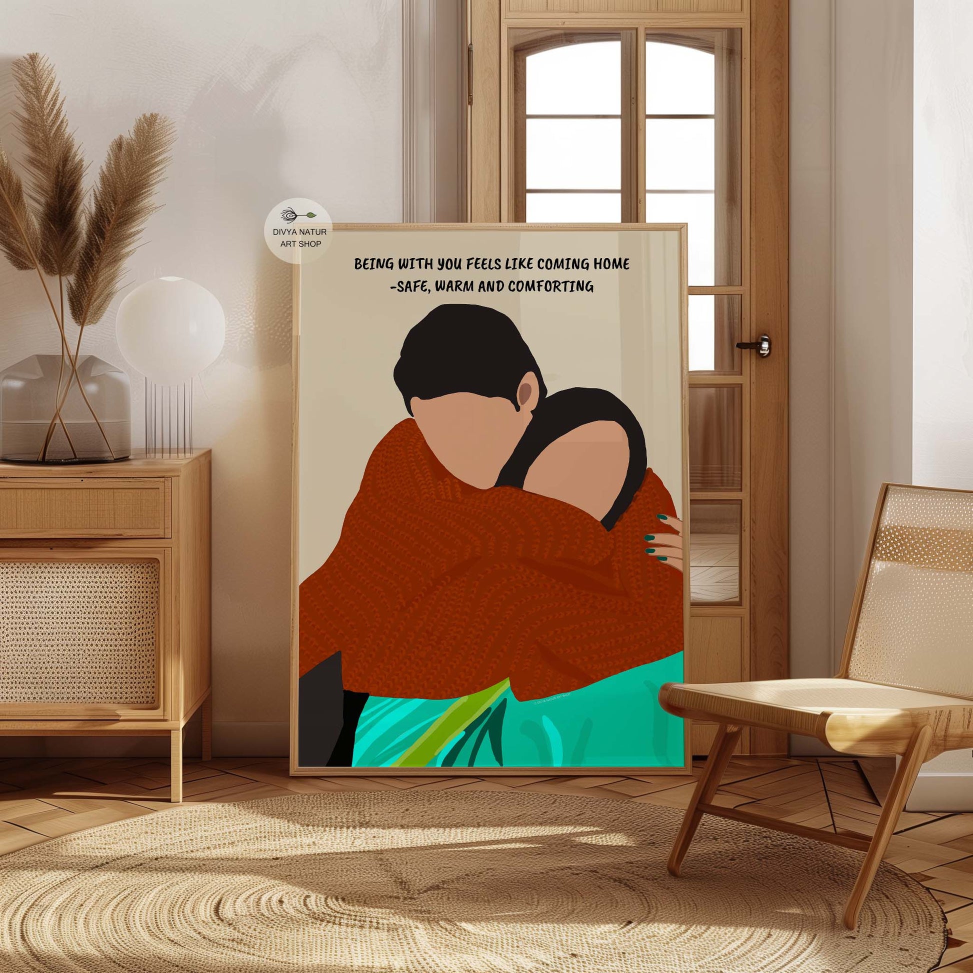 Indian couple-themed art print for wedding or anniversary decor.