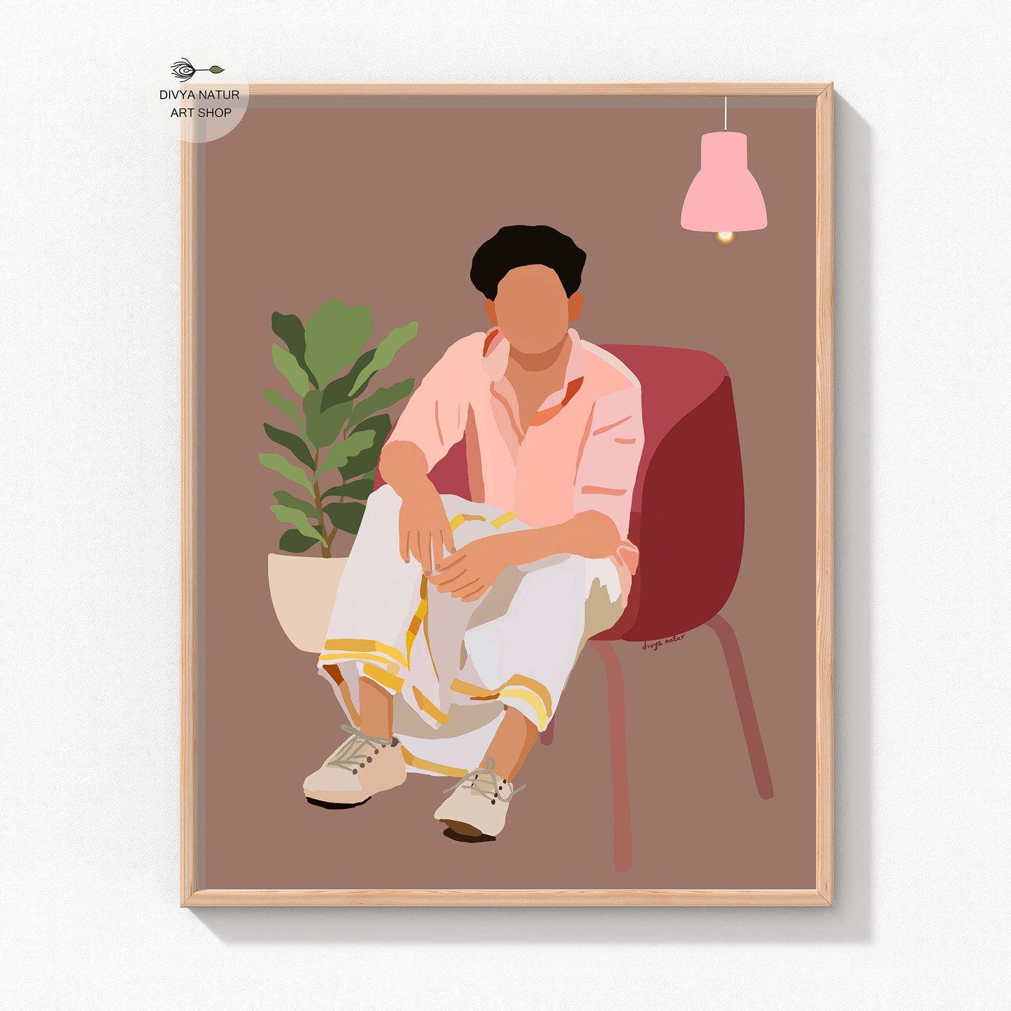 Statement artwork featuring a man in traditional ethnic wear.